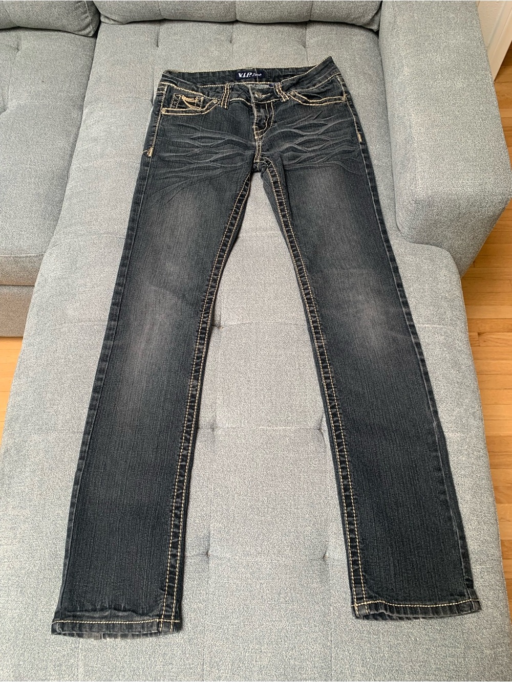 Dark Wash Skinny Jeans with Subtle Whiskering - VIP Jeans